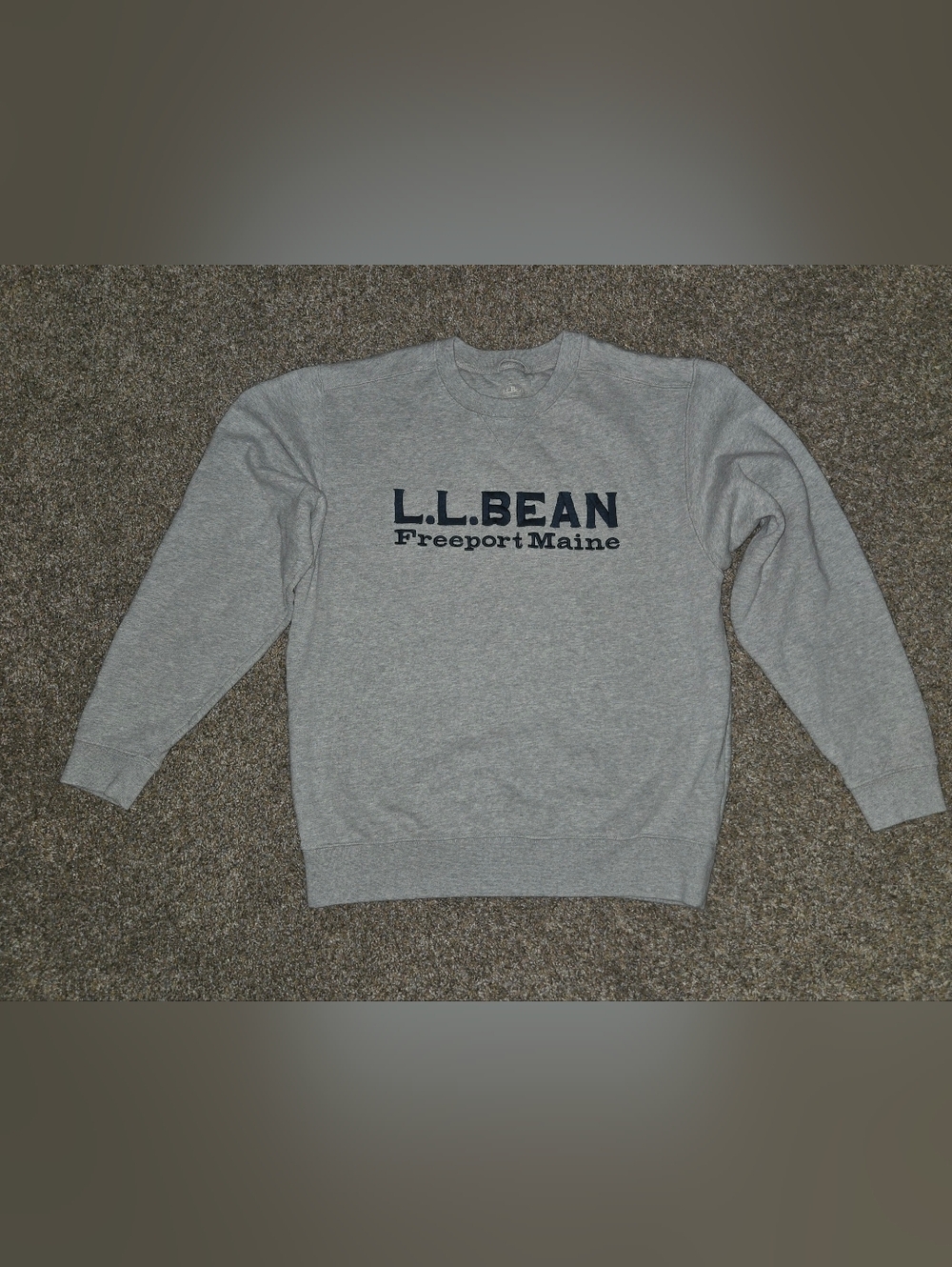 L.L. Bean Men's Heather Gray Crewneck Sweatshirt with Navy Logo